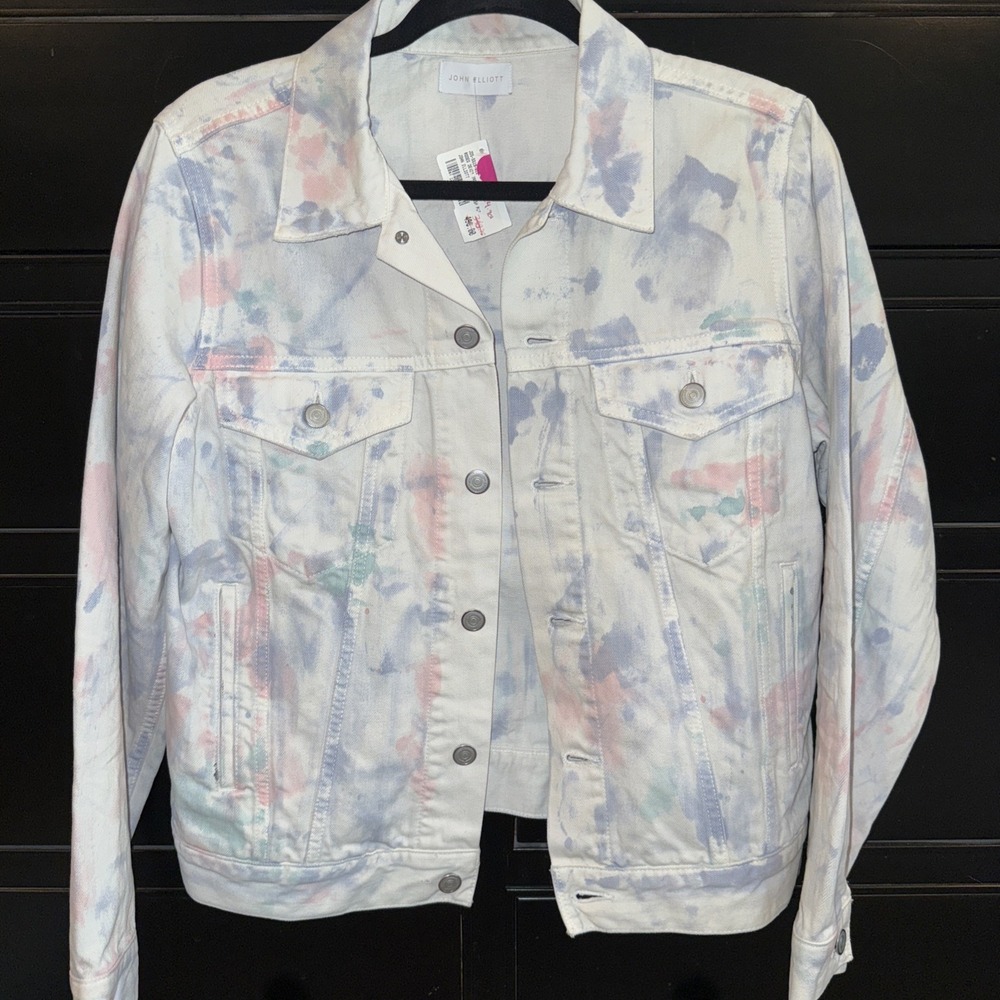 John Elliot Rodeo Denim Jacket Light Pastels Small Splatter Design NWT Push Pop